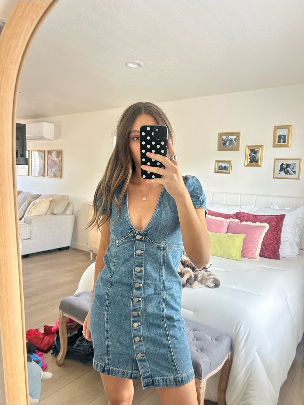Levi's Button-Down Denim Mini Dress - Blue xs